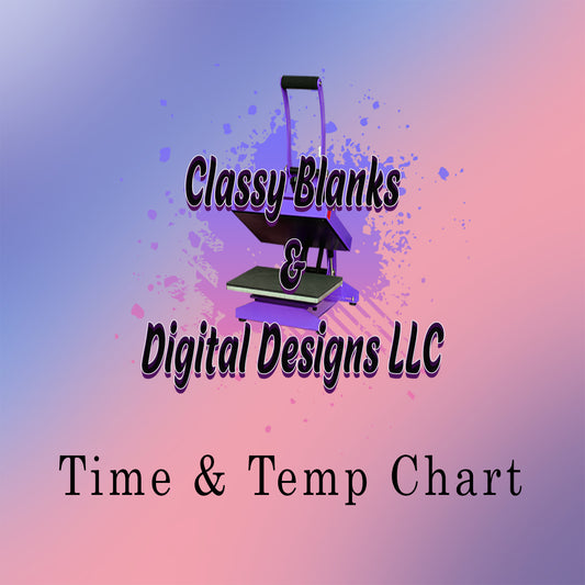 Sublimation Time and Temp Chart