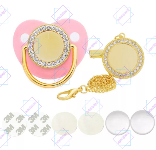 Sublimation Blank Pink Bling Pacifier