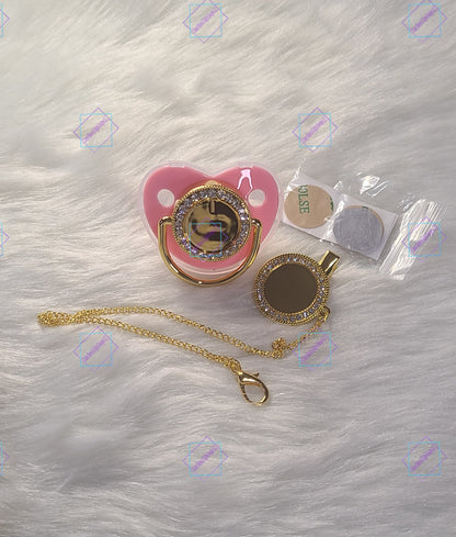 Sublimation Blank Pink Bling Pacifier